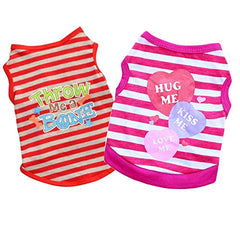 KUTKUT Combo of 2 Stripe Print Pet Vest Breathable Autumn,Spring & Summer Cotton Sleeveless Shirt for Small Dog and Cat (Size: L, Chest Girth 45cm, Neck Girth 32 cm, Back Length 35 cm) - kutk
