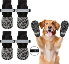 KUTKUT 4Pcs Dog Socks to Prevent Licking Paws, Dog Socks for Hardwood Floors Anti Slip for Traction Control, Dog Grippy Socks for Senior Dog Small Medium Large Dogs on Tile Floors