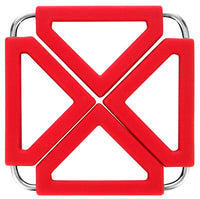 EZYHOME Silicone Trivet Mat Expandable Hot Pot Holder With Stainless Steel Frame for Home Kitchen Heat Resistant Insulated Hot Pads Coasters Table Dish Mat Tableware Placemat for Hot Pans