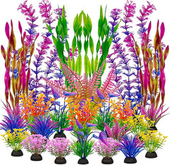 KUTKUT 25Pcs Fish Tank Artificial Plastic Plants Decorations Large Aquarium Decor Betta Goldfish Tank Accessories