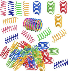 KUTKUT 48Pcs Cat Spring Toys, Cat Spiral Springs for Indoor Cats, Colorful & Durable Plastic Spring Coils Attract Cats to Swat, Bite, Hunt, BPA Free Durable Heavy Plastic Interactive Toys for Kittens