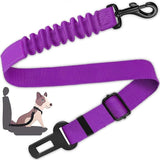 KUTKUT Dog Car Seat Belt, Retractable Dog Car Harness Adjustable Dog Seat Belt for Vehicle Nylon Pet Safety Seat Belts Heavy Duty & Elastic (Purple)