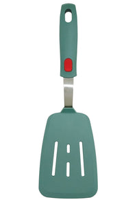 EZYHOME 600°F Heat Resistant Silicon Slotted Turner - Non Stick, Non Scratch Thin Spatula Reinforced Stainless Steel Core - BPA Free & Dishwasher Safe Kitchen Utensil (Green)
