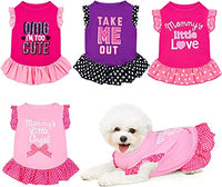 KUTKUT 4 Pieces Pet Dress Shirt Cute Dog Cat Girl Sundress, Dog Princess Dress Puppy Summer Apparel Clothes Dog Skirt Shirt with Ruffles Dress for Papillon, Pekingese, Shihtzu etc - kutkutsty