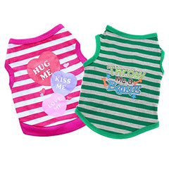 KUTKUT Combo of 2 Stripe Print Pet Vest Breathable Autumn,Spring & Summer Cotton Sleeveless Shirt for Small Dog and Cat (Size: L, Chest Girth 45cm, Neck Girth 32 cm, Back Length 35 cm) - kutk