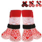 KUTKUT Anti-Slip Small Dog Socks with Grips for Hardwood Floors - Adjustable Dog Paw Socks with Elastic Straps, Non - Skid Traction for Small Medium Dogs, Puppy & Senior Socks