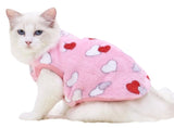 KUTKUT Cute Heart Print Fashion Soft Flannel Fleece Shirt for Small Puppy/Cat, Winter Shirt for Shih Tzu, Maltese, Yorkie etc.