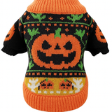 KUTKUT Halloween Small Dog Cat Sweater - Warm Acrylic Wool Knit Pet Pullover With Pumpkin Design, Soft Cozy Outfit For For ShihTzu, Poodle, Pug etc
