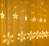 EZYHOME Diwali Light - 8 Modes Waterproof 136 LED Diwali Window Curtain String Lights | Christmas Fairy Hanging Light for Indoor Outdoor (Snowflake Style)