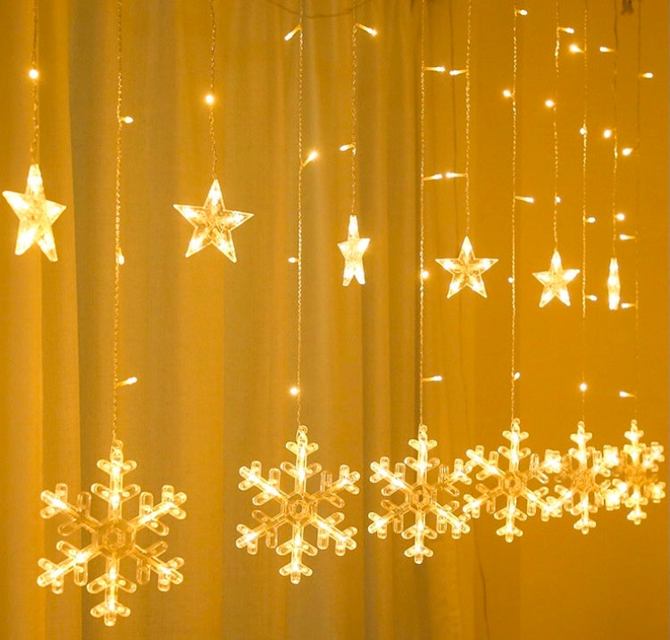 EZYHOME Diwali Light - 8 Modes Waterproof 136 LED Diwali Window Curtain String Lights | Christmas Fairy Hanging Light for Indoor Outdoor (Snowflake Style)