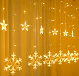EZYHOME Diwali Light - 8 Modes Waterproof 136 LED Diwali Window Curtain String Lights | Christmas Fairy Hanging Light for Indoor Outdoor (Snowflake Style)