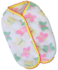 KUTKUT Warm Fleece Small Dogs & Cat Outfit With Butterfly Design, Stylish Winter Lightweight Jacket For ShihTzu, ToyPoodle, Papillon, JackRussell etc