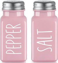 EZYHOME Teal Salt and Pepper Shakers Set - Red Kitchen Decor and Accessories for Home Restaurants Wedding - Glass Salt and Pepper Set for Cooking Table, RV, BBQ, Easy to Clean & Refill