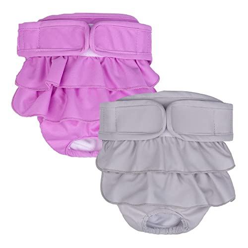 KUTKUT 2 Pcs Dog Diapers Female, Washable Dog Diapers Highly Absorbent Reusable Doggie Diapers for Dog Period Panties Dresses for Dogs in Heat, Period or Excitable Urination - kutkutstyle