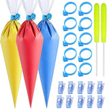 EZYHOME 122Pieces Tipless Piping Bags-100pcs Disposable Piping Pastry Bag for Royal Icing/Cookies Decorating -10 Pastry Bag Ties,10 Clips &2 Scriber Needle -Best Cookie/Cake Decorating Tools (10 Inch)
