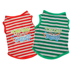 KUTKUT Combo of 2 Stripe Print Pet Vest Breathable Autumn,Spring & Summer Cotton Sleeveless Shirt for Small Dog and Cat (Size: L, Chest Girth 45cm, Neck Girth 32 cm, Back Length 35 cm) - kutk