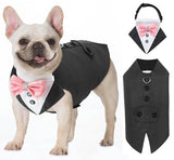 KUTKUT Dog Tuxedo, Detailed Dog Tuxedo for Big Dogs with Exquisite Stitching, Stylish Dog Wedding Bandana Set for Wedding, Festival, Birthday (Grey)