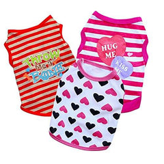 KUTKUT Combo of 3 Sleeveless Cotton Sweat Shirt for Puppy, Small Dog and Cat (Size: L, Chest Girth 45cm, Back Length 35cm) - kutkutstyle