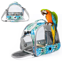 KUTKUT Bird Travel Carrier - Bird Carry Transport Bag with Standing Perch, Printed Bird Carrier Travel Bag Breathable with PP Tray, Outside Travel Cage for Budgies,Parrots, Conures