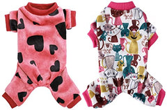 KUTKUT 2 Pcs Dog Pajamas for Small Dog Boy Girl Fleece Puppy pjs Jammies 4 Leg Dog Clothes for Maltese, Shihtzu Winter Warm Onesies Jumpsuit Clothing for Pet Dogs Male & Female - kutkutstyle