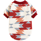 KUTKUT Small Dog Cat Fleece Warm T-Shirt-Soft Sherpa Pet Sweater With Geometric Print, Ribbed Collar & Sleeves, Cozy Winter Clothing For Puppies, Small Dogs & Cats