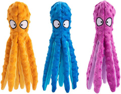 KUTKUT Dog Squeaky Toys Octopus Crinkle Plush Toys for Teeth Cleaning, Labrador, Golden Retriever Durable Interactive Chew Toys, Cute Soft Dog Toys for Small Medium Dogs, 3 Pack - kutkutstyle
