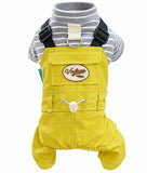 KUTKUT 2-in-1 Small Dog Jumpsuit Overall with Built in Leash Ring, Cat Vintage Bib Pants, Snap Button Party Dog Clothes All-in-One Jumpsuit for Shihtzu, King Charls (Yellow)