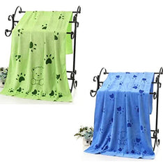 KUTKUT Pack of 2 Microfibre Dog Towel, Quick Absorbent Pet Bath Towels, Super Soft Fast Drying Machine Washable Puppy Beach Dryer for Small Medium Large Dogs (Size: 140 x 70cm)