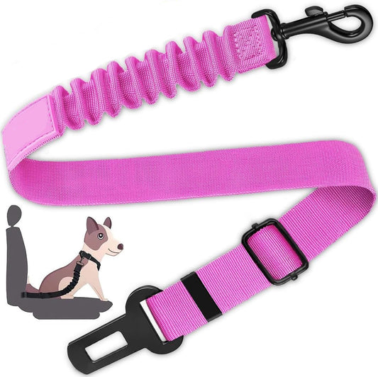 KUTKUT Retractable Seat Belts, Adjustable Dog Seat Belt for Car, Sturdy, Durable, 360 Degree Rotating Elastic Straps for Pet Safety | Universal Fit Small to Large Dog Seat Belt Harness (Pink)