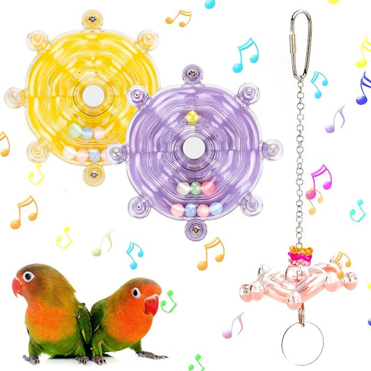 KUTKUT 3PCS Bird Toys for Parrots Colorful Bird Swivel Wheel Rotating Toys Parakeets Chewing Toys Interactive Spinner Rattle Parrot Toy Bird Toy Bird Cage Accessories for Small Medium Birds