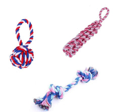 KUTKUT Combo of 3 Teeth Cleaning Chewing Biting Knotted Toys for Small Dogs Labrador, Golden Retriever - kutkutstyle