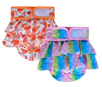 KUTKUT 2 Pcs Female Dog Adjustable Diapers Reusable Washable Super Absorbency Leak-Proof Dog Nappie Dresses for Dogs in Heat, Period or Excitable Urination, Sanitary Panties Dress - kutkutsty