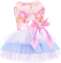 KUTKUT Birthday Dress for Small Dogs Cats Girl Mesh Skirt Dress Summer Spring Dog Clothes For Chiuhuahua,Toy pom Outfits Apparel Pet Cat Princess Dress Tulle Dress Birthday Party Tutu Skirt.
