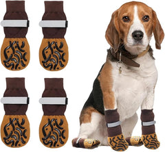 KUTKUT 4Pcs Non Slip Dog Socks with Grippers Prevent from Licking Paws, Anti-Slip Large Dogs Grip Socks for Senior Dogs on Hardwood Floor