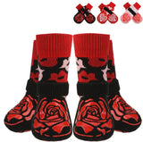 KUTKUT Dog Socks with Grips - Anti Slip Paw Socks for Dogs, Adjustable Stay-On Elastic Straps, Non-Skid Indoor Traction Socks for Small Medium Large Dogs, Puppies & Senior Dogs