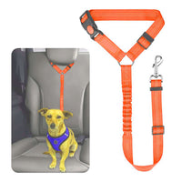 KUTKUT Removable Dog Seat Belt Harness for Car, 3-in-1 Pet Dog Car Seatbelt Leash, Retractable Restraint Secures to Vehicle Headrest & Adjustable Reflective Bungee Dog Seatbelt Tether (Orange)