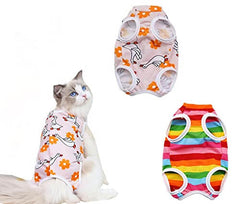 KUTKUT 2 pcs Cat Dog Sterlization Suit, Cat Surgery Recovery Suit | Physiological Poly Cotton Breathable Clothes for Abdominal Wounds or Skin Diseases Hook & Loop Closure Costume for Cats - k