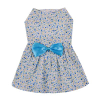 KUTKUT Lovely Floral Small Pet Frock | Ribbon Skirt for Small Dogs | Summer Clothing for Shih Tzu, Maltese, Yorkie Dog Wedding Dress (Blue)