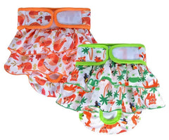 KUTKUT 2 Pcs Female Dog Adjustable Diapers Reusable Leak Proof Washable Super Absorbency Dog Nappie Dresses for Dogs in Heat, Period or Excitable Urination, Sanitary Panties - kutkutstyle