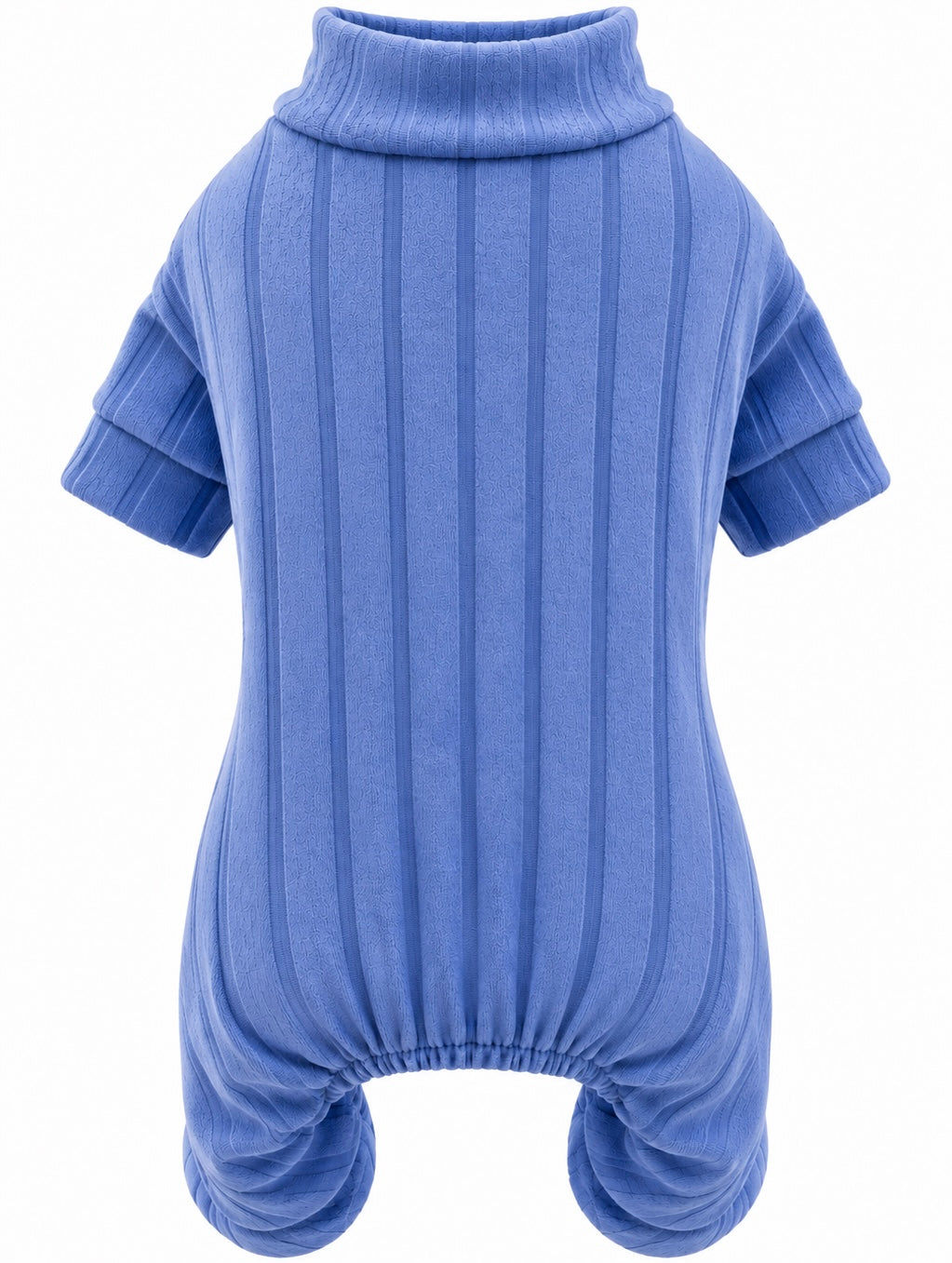 PAWCHIE Dog Jumpsuit for Small Dogs Cats, Soft Ribbed Four Leg Payjamas, Warm Stretch Pet Romper with High Neck, Cozy Indoor & Winter Wear (Blue)