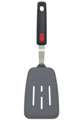 EZYHOME 600°F Heat Resistant Silicon Slotted Turner - Non Stick, Non Scratch Thin Spatula Reinforced Stainless Steel Core - BPA Free & Dishwasher Safe Kitchen Utensil (Dark Grey)