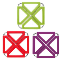 EZYHOME 3Pcs High Temperature Resistant Food-Grade Trivet Multifunctional Silicon Insulation Foldable Table Mat Trivet Pot Holder Creative Stainless Steel Pot Holder Hot Mat