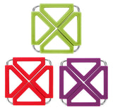 EZYHOME 3Pcs High Temperature Resistant Food-Grade Trivet Multifunctional Silicon Insulation Foldable Table Mat Trivet Pot Holder Creative Stainless Steel Pot Holder Hot Mat