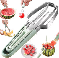 EZYHOME Watermelon Cutter Slicer Tool, 3-in-1 Stainless Steel Watermelon Popsicle Cutter With 6 Forks,Watermelon Knife Fork,Melon and Fruit Slicer,Portable Watermelon Knife Fruit Cutter for Camping