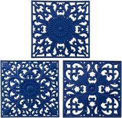 EZYHOME 3Pcs Extra Thick Silicone Trivet Mat for Hot Dishes, Hot Pots and Pans, Pot Holder, Hot Pad to Portect Your Table and Countertop, Kitchen Decor and Accessories