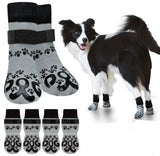 KUTKUT Dog Socks to Prevent Licking Paws - Double Side Dog Booties for Hot Pavement, Dogs Paw Sock, No Twist Dogs Socks for Hardwood Floors Anti Slip (Black Grey)