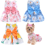 KUTKUT 3 Pack Dog Dress for Small Dogs Girl, Princess Puppy Dress with Bow for Yorkie Maltese, Summer Pet Clothes Dog Tutu Skirt, Doggie Outfits Cat Apparel - kutkutstyle