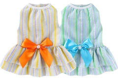 KUTKUT 2Pcs Dog Dress for Small Puppy Kitten Girls, Pet Princess Bowknot Dress Cute Doggie Summer Outfits Clothes For Chiuhuahua, Yorkshire etc