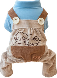 KUTKUT Small Dog Jumpsuits with Pocket Style for Puppy Kittens, Button Decor Non Sticky Hair Pullover Four -Legged Bodysuit Clothes for Chiuhuahua, Yorkii