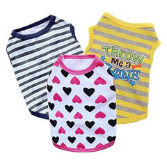 KUTKUT Combo of 3 Sleeveless Cotton Sweat Shirt for Puppy, Small Dog and Cat (Size: L, Chest Girth 45cm, Neck Girth 32 cm, Back Length 35cm) - kutkutstyle